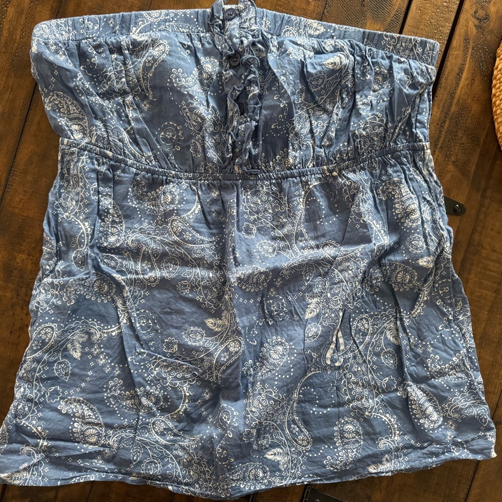 Maurices Blue Paisley Strapless Summer Top, Large- New!